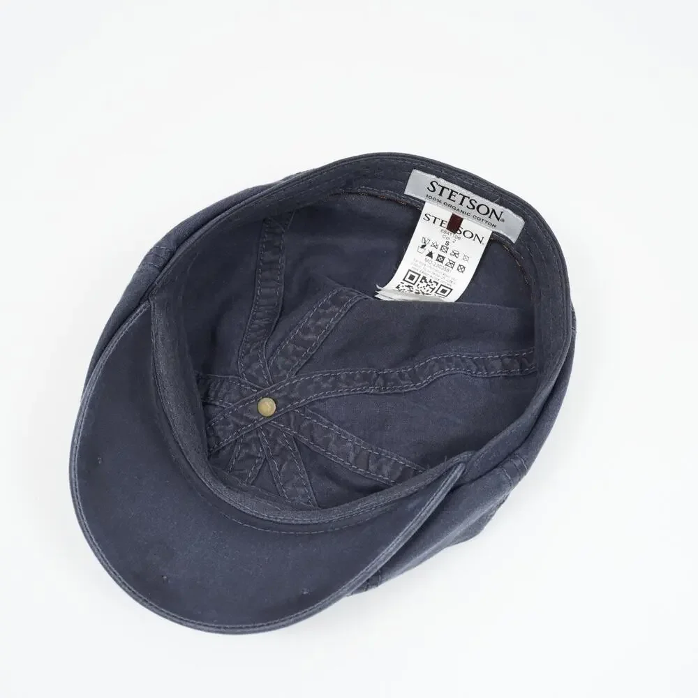 Stetson Delave Hatteras Cap Navy Organic Cotton Newsboy Ivy Hat Size S